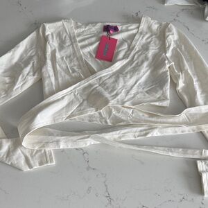 Edikted White Wrap Crop Top